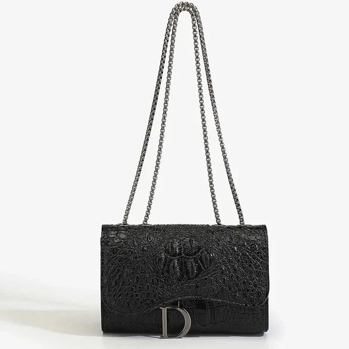 Glitter faux leather bag with D design