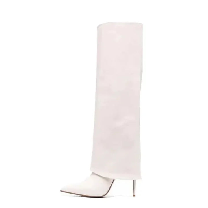 Genuine leather/imitation leather high pointed heel boots - Amaya