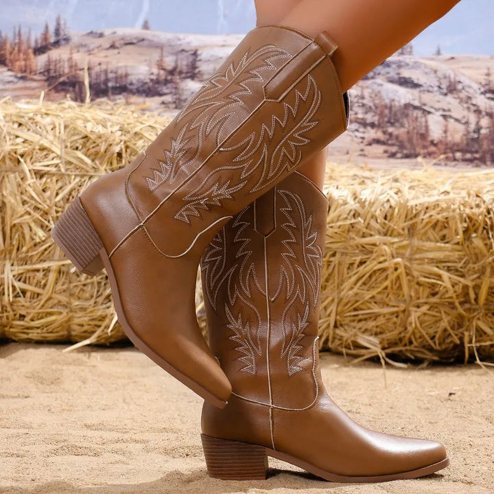 Faux leather cowboy boots with embroidered illustrations - Tennessee