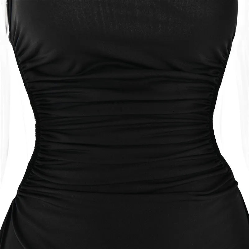 שמלת מקסי בעיצוב כתפייה אחת גב פתוח ושסע - מלינה