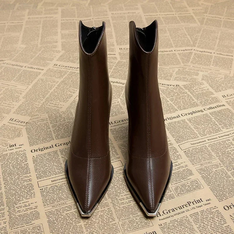 Faux leather pointed heel boots - Max