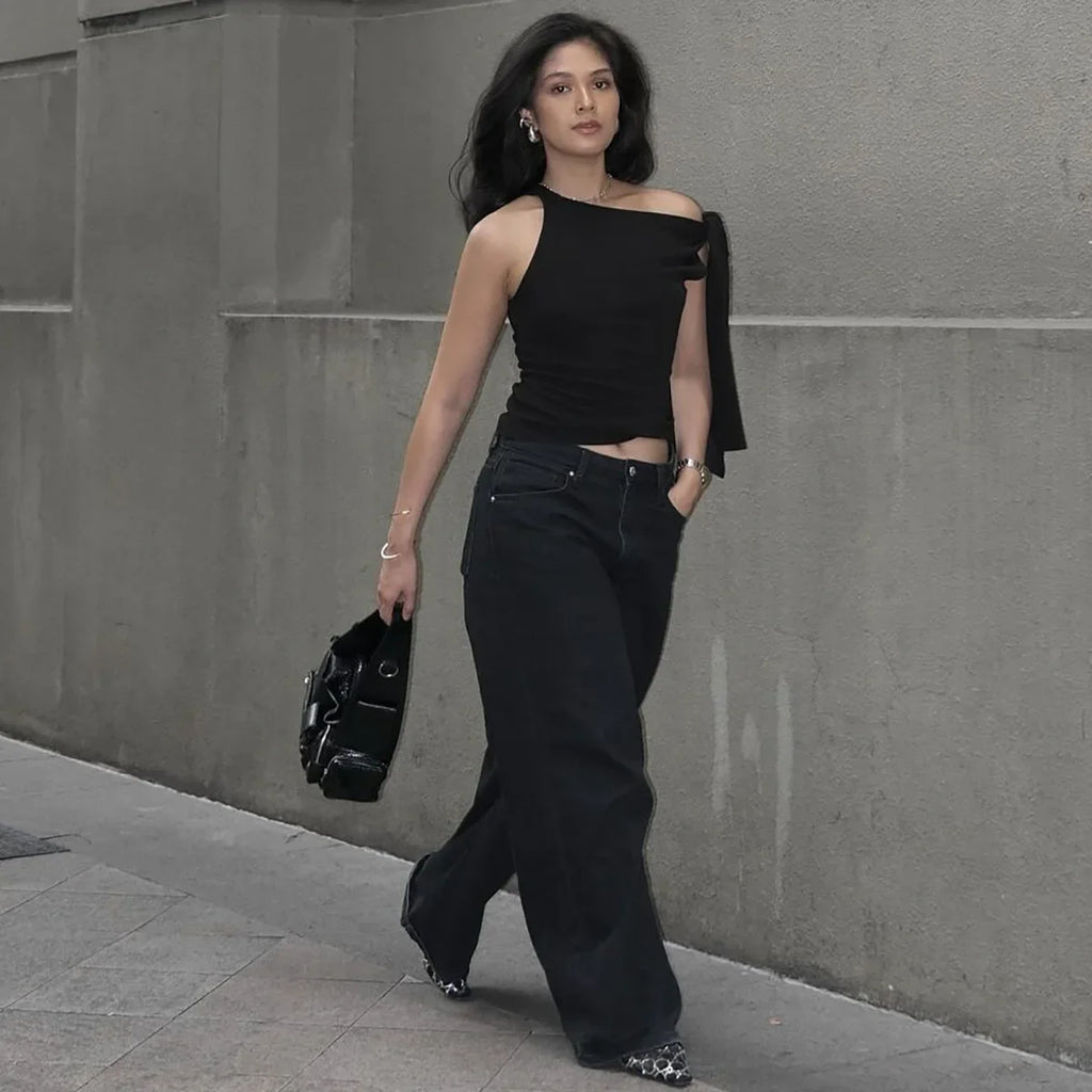 חולצה אלגנטית בעיצוב קשירה בכתף - האריס