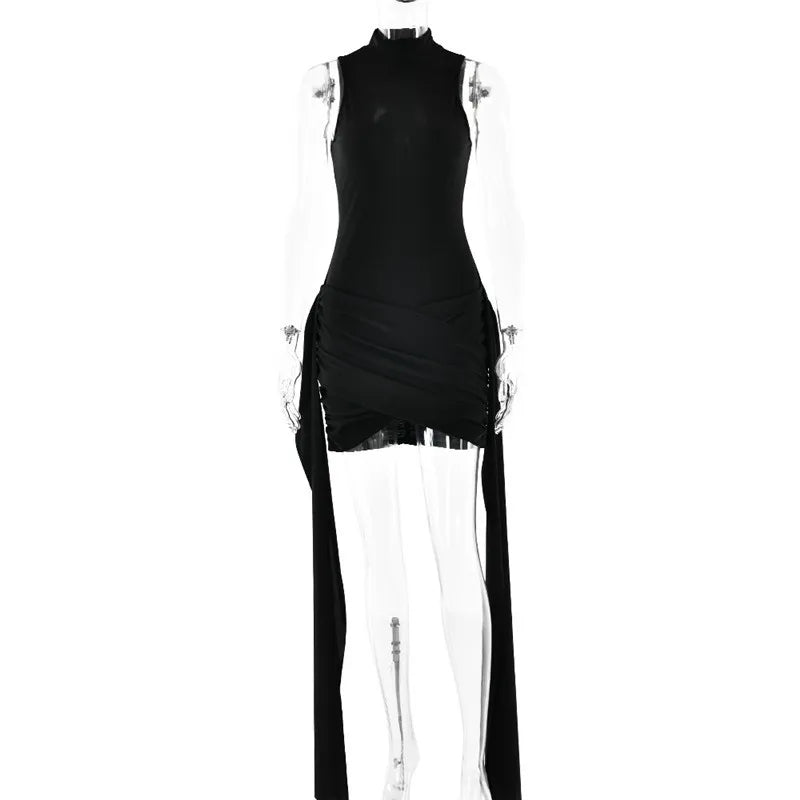 שמלת מיני כיווצים בעיטור שובלים - ANNA