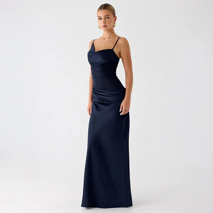 Satin Maxi Dress with Mesh Design - Jordan