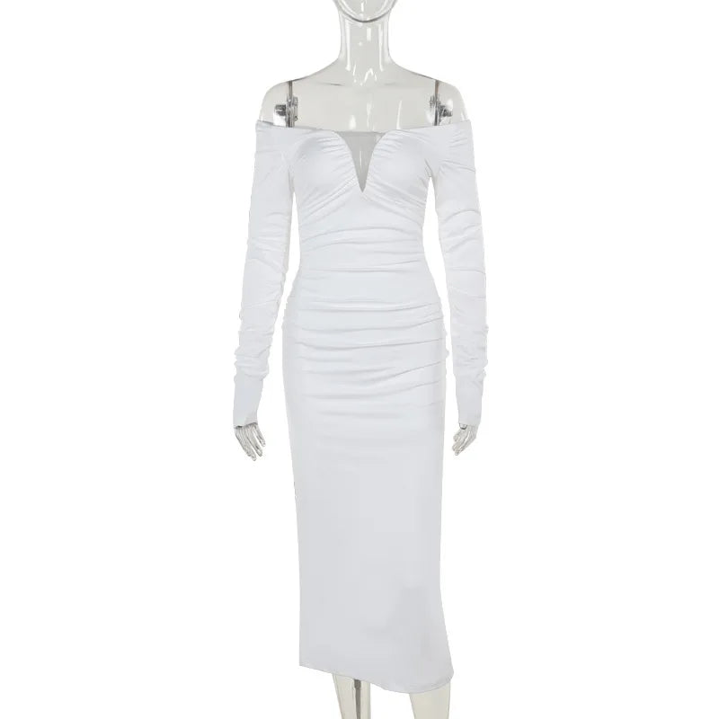 שמלת מקסי כתפיים חשופות - לילה