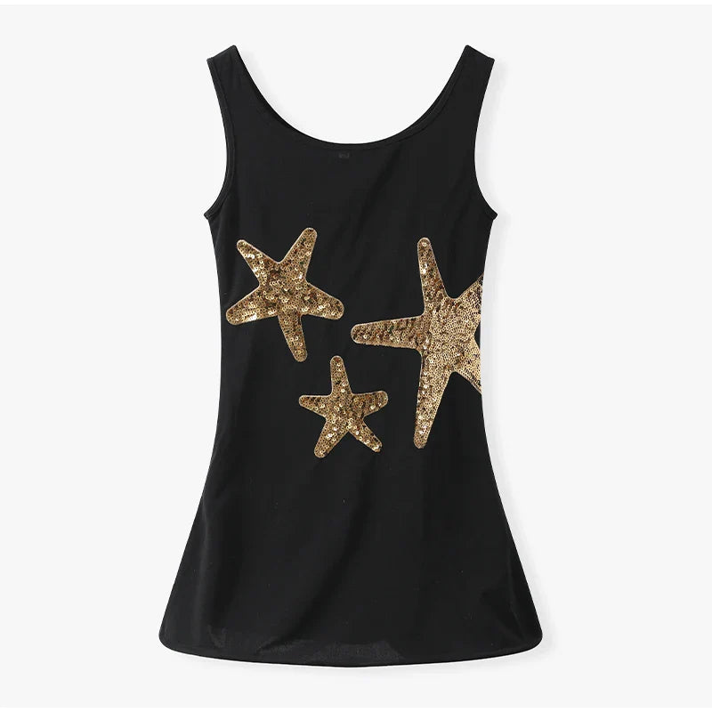 שמלת מיני בעיטור כוכבי ים פייטים - Daisy