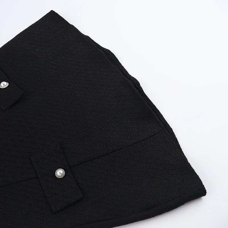 שמלת מיני בד ארוג בגזרת A בעיטור כיסים - מילי