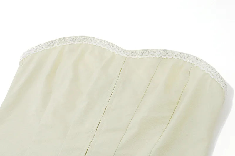 סט שני חלקים מחוך סטרפלס סגירת סיכות וחצאית מיני צמודה - Belen