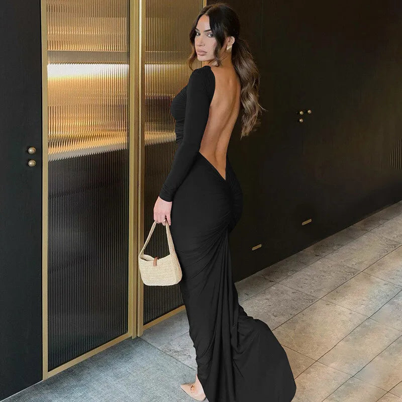 שמלת מקסי צמודה גב פתוח - קיקי