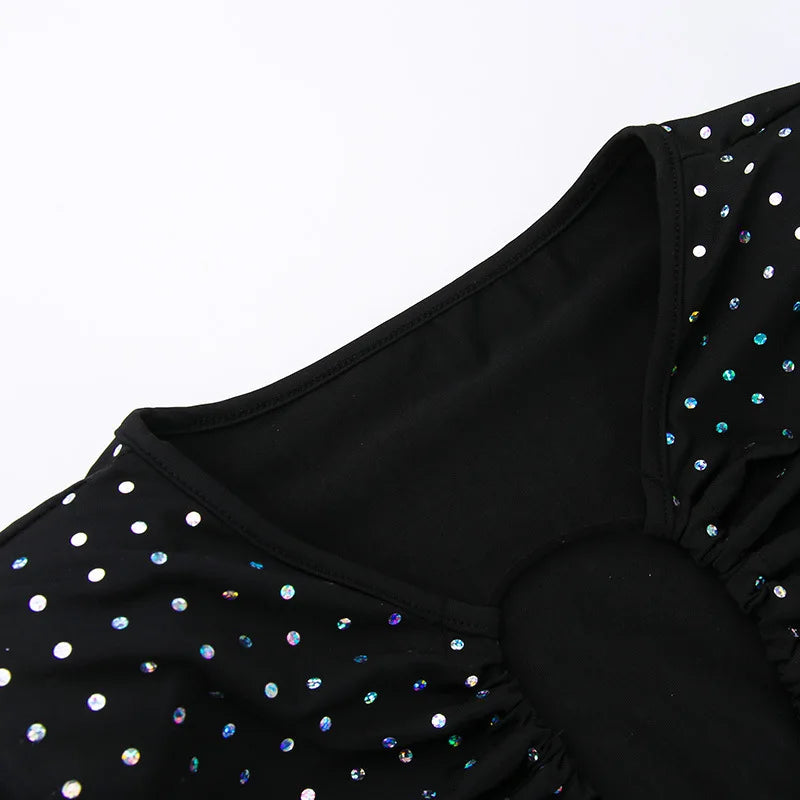 שמלת ערב מקסי נצנצים בעיטור מחשוף קשירה - מיכאלה