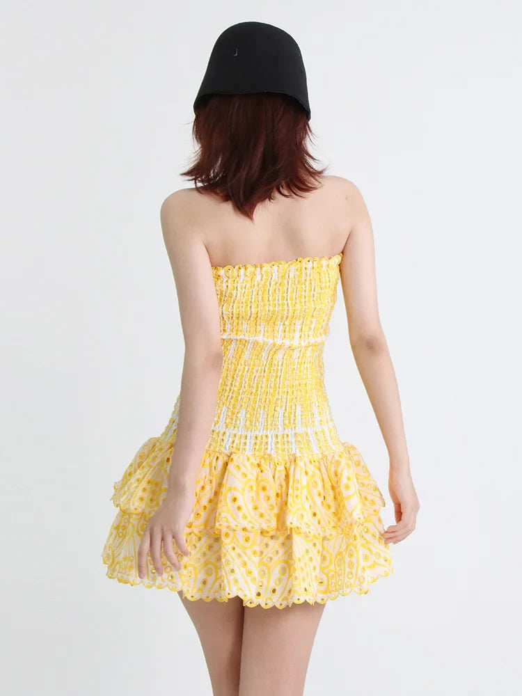 שמלת מיני סטרפלס כיווצים מלמלה - דיאן