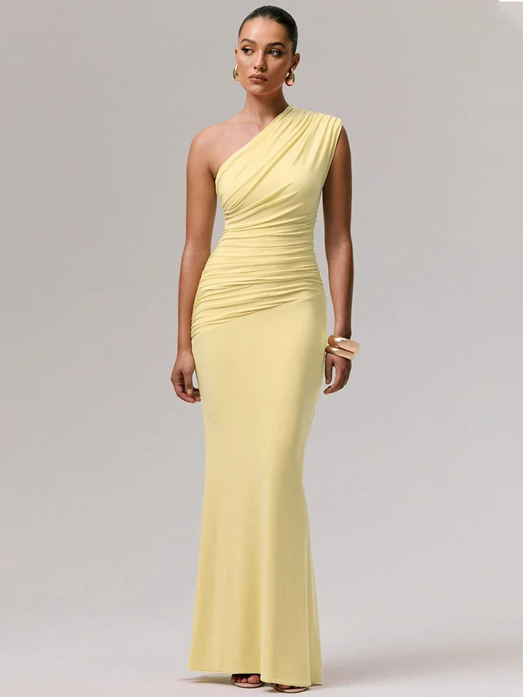 Elegant one-shoulder maxi dress - Jeska