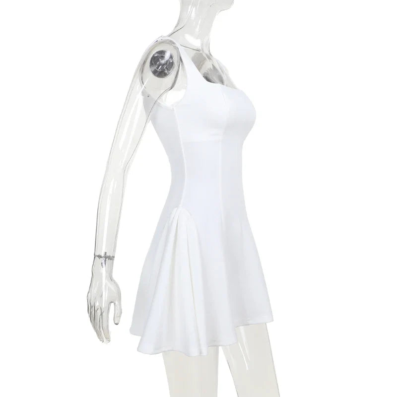 שמלת מיני גזרת A אלגנטית - נעה