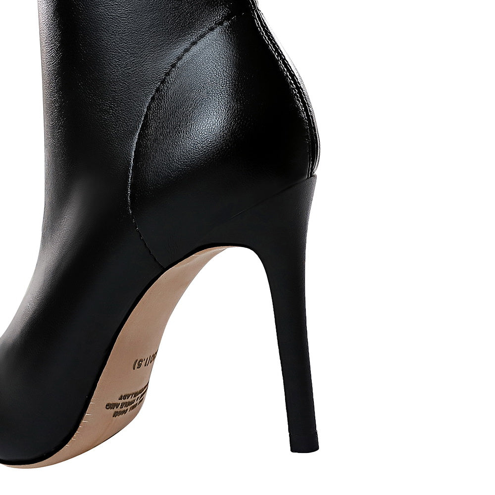 Faux leather heeled boots with warm fur lining - DORI