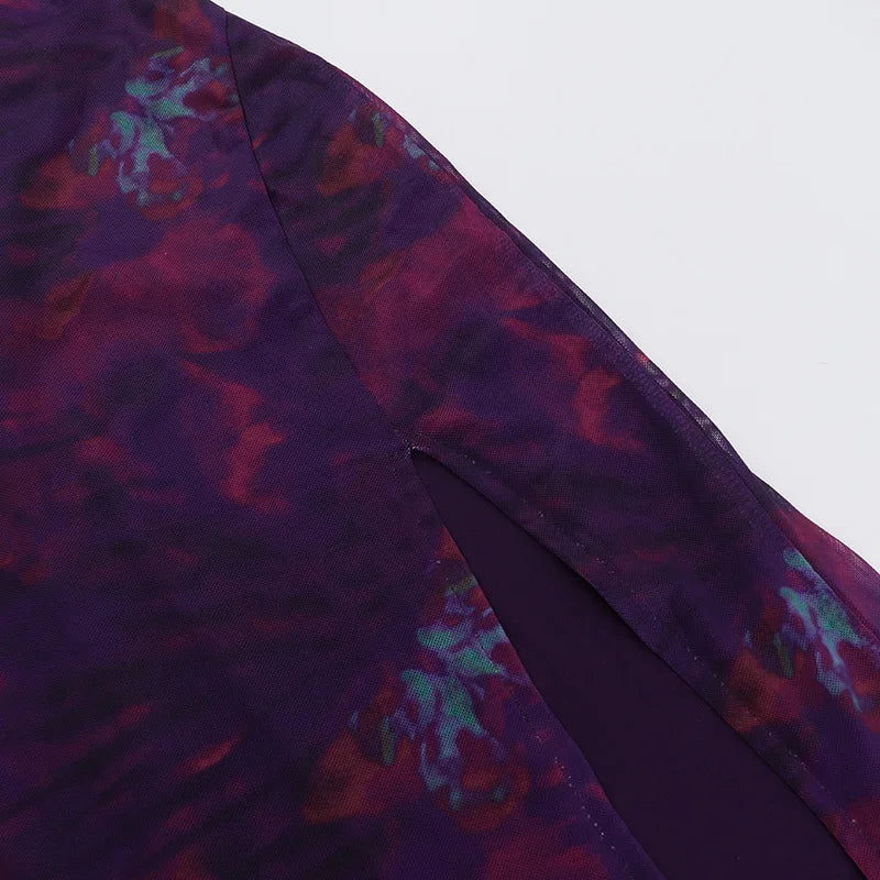 שמלת מקסי רשת קיצית קשירה בצוואר בעיטור חישוקי אבזם - אמאיה