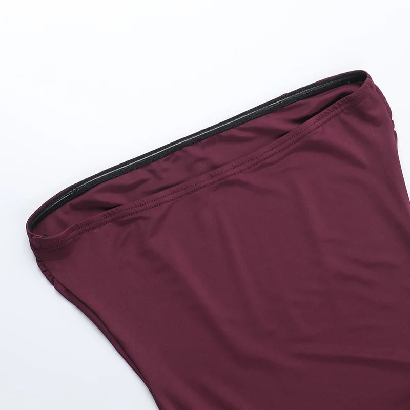 שמלת מקסי סטרפלס בעיצוב כיסים בגזרת A - Indy