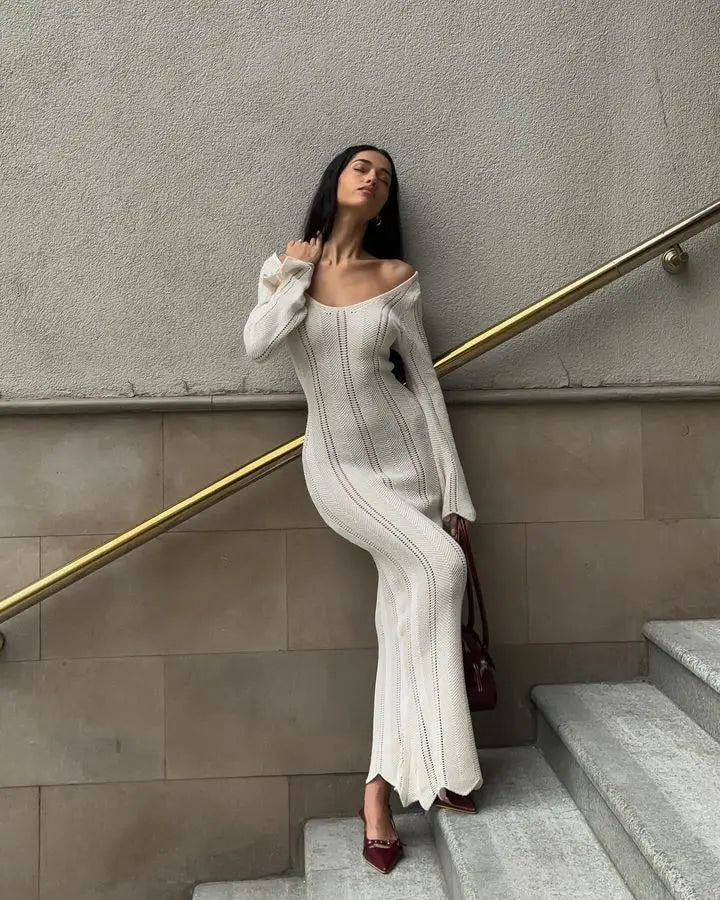 שמלת מקסי סרוגה גב פתוח - Sierra