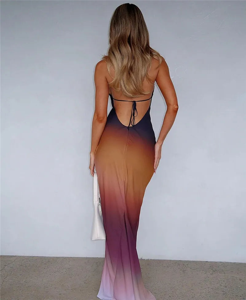 שמלת מקסי אומברה בעיטור תחרה - סמנת'ה