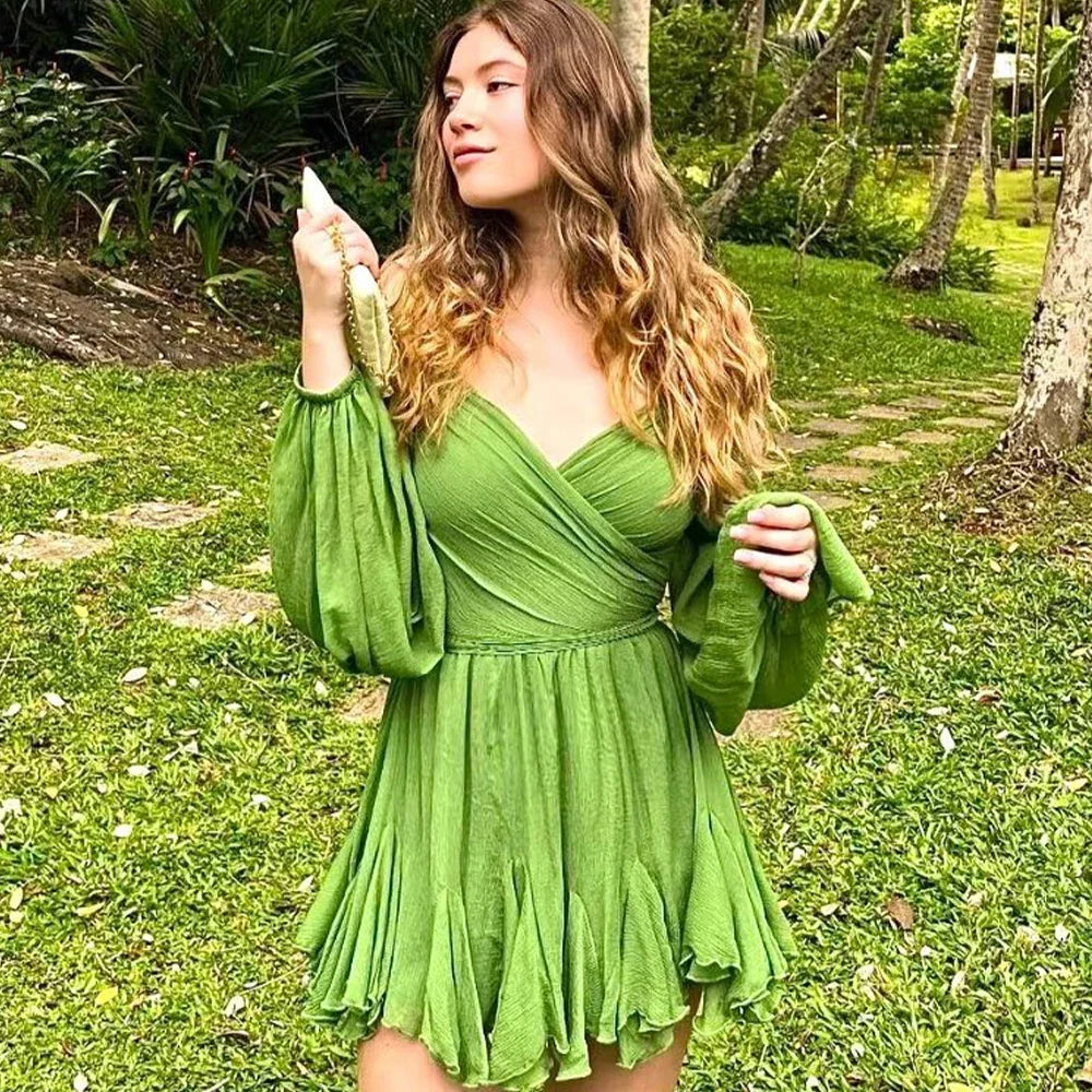 שמלת מיני מלמלה שרוולים פתוחים - נויה לי