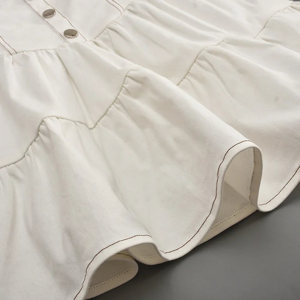 שמלת מיני סטרפלס מלמלה בד ג'ינס - שיראל