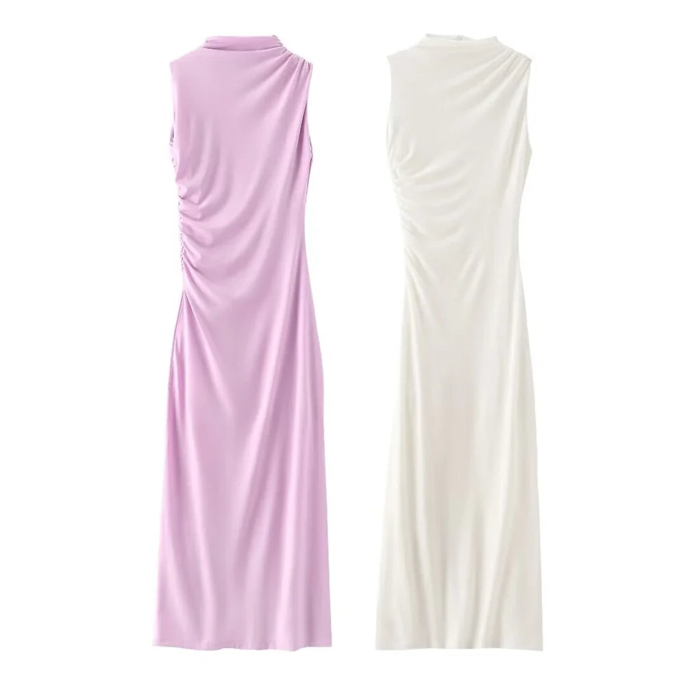 שמלת מקסי אלגנטית צמודה בעיצוב כיווצים - לוזיאנה