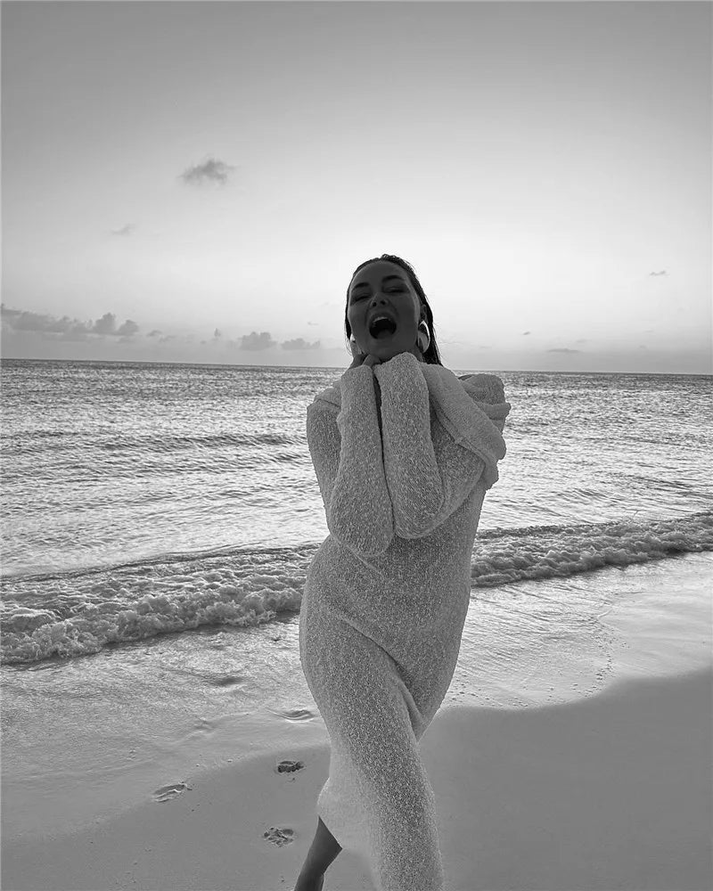 שמלת מקסי סרוגה כתפיים חשופות - אריקה