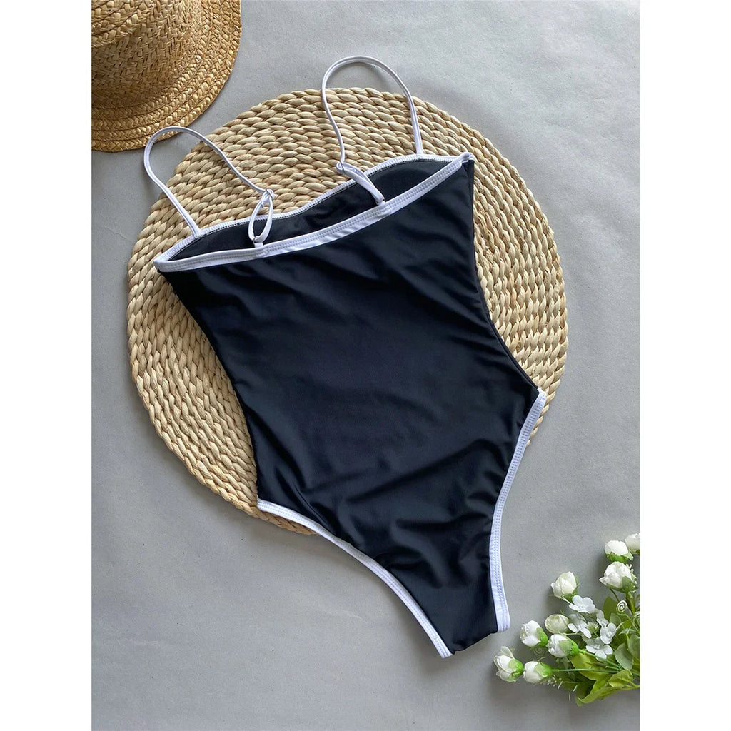 בגד ים שלם גזרה גבוהה סטייל וינטג' - חווה