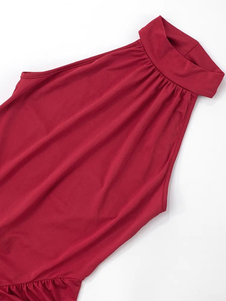 שמלת מקסי קולר בעיצוב כיווצים ושסע קדמי - מדונה