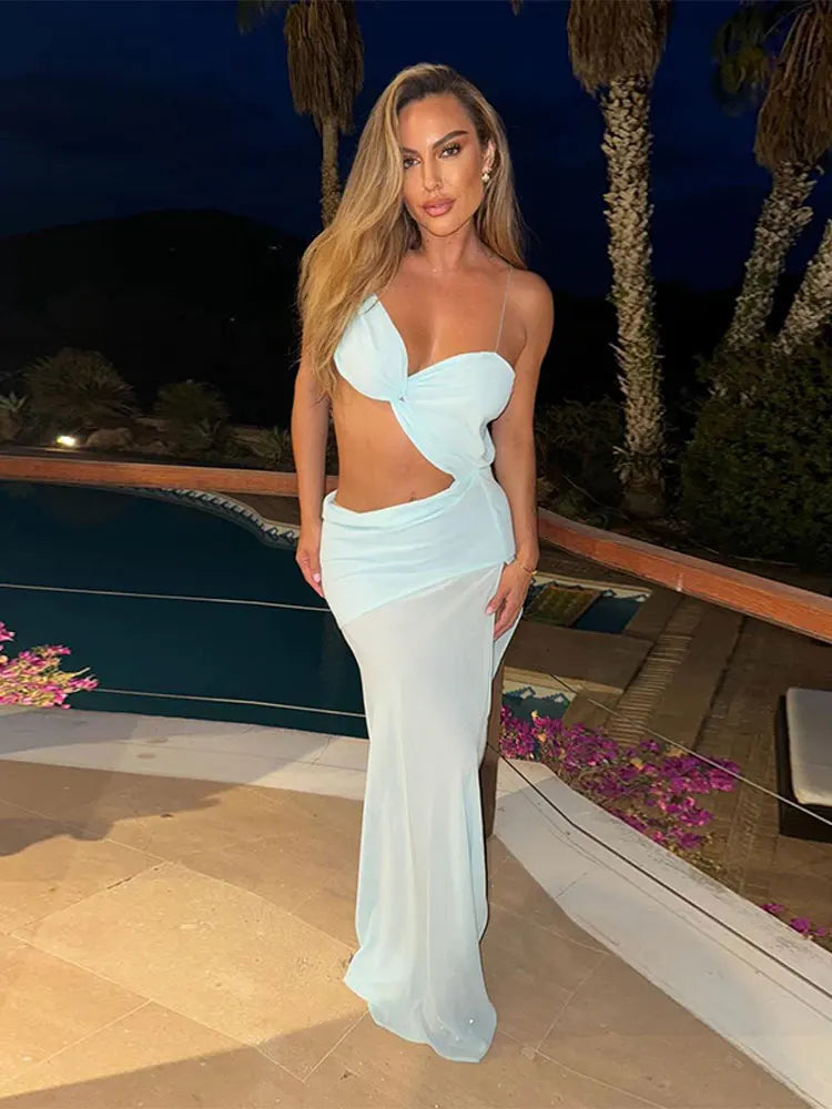 שמלת מקסי בעיצוב מיוחד בעיטור שסע - לימסול