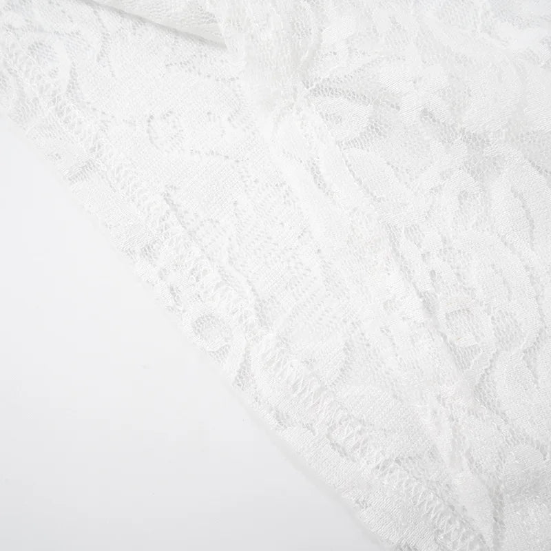 סט תחרה שני חלקים טופ גופיה וחצאית מידי - משי