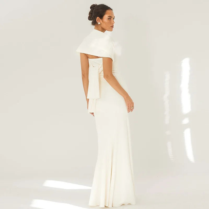 שמלת מקסי סטרפלס כולל צעיף - אלינורה