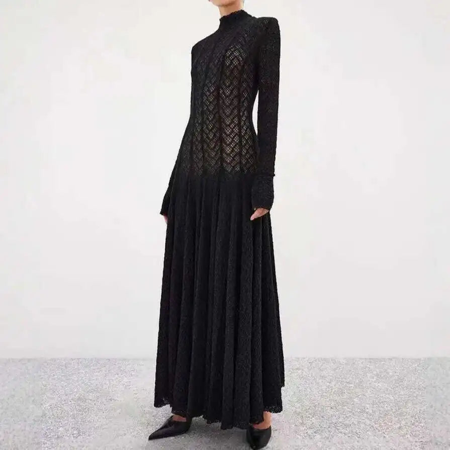 שמלת מקסי ערב יוקרתית בעיצוב ארוג בגזרת A - ליבי