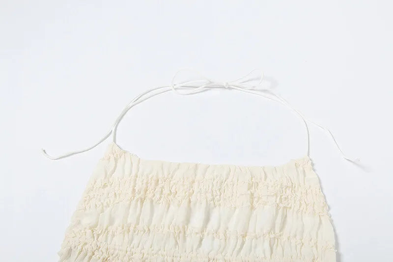 סט שני חלקים בעיצוב שיפון וכיווצים טופ קשירה וחצאית מקסי - אורורה