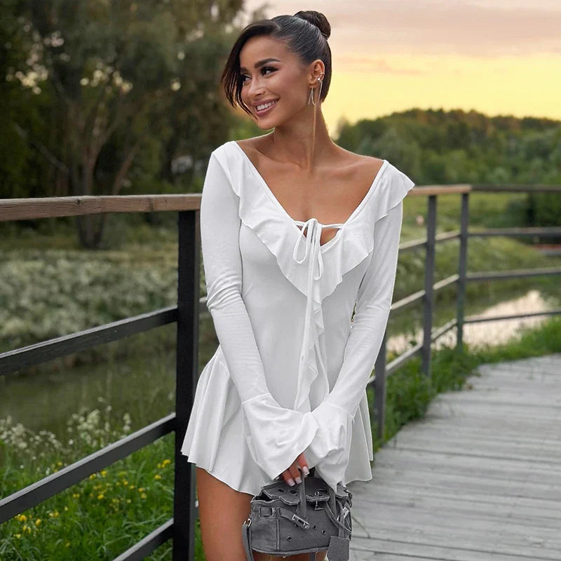 שמלת מיני מלמלה שרוולי פעמון - פילי