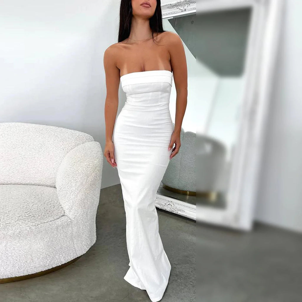 שמלת מקסי סטרפלס אלגנטית - זורי