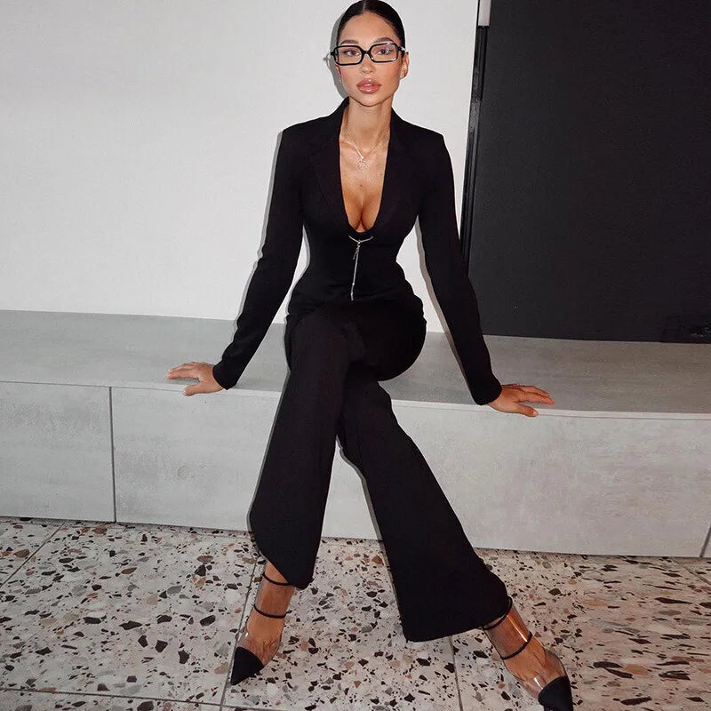 חליפת שני חלקים אלגנטית סגירת רוכסן - לוריין