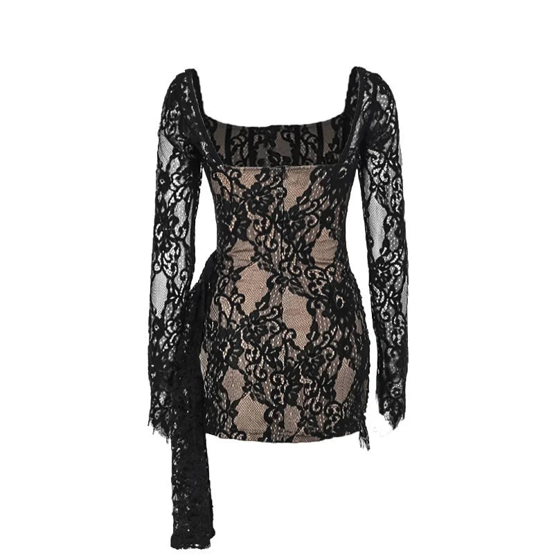 שמלת מיני תחרה בעיצוב מחוך - אלה לי