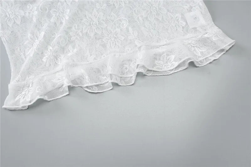 סט תחרה שני חלקים טופ גופיה וחצאית מקסי - מישל