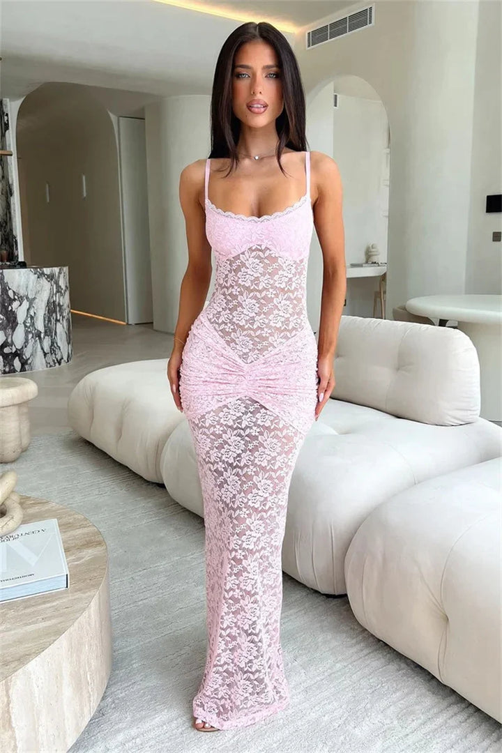 Lace maxi dress with a ruched design - NONA