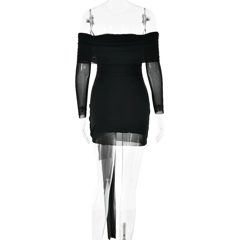 שמלת מיני שיפון כתפיים חשופות בעיצוב קשירה - CAMI