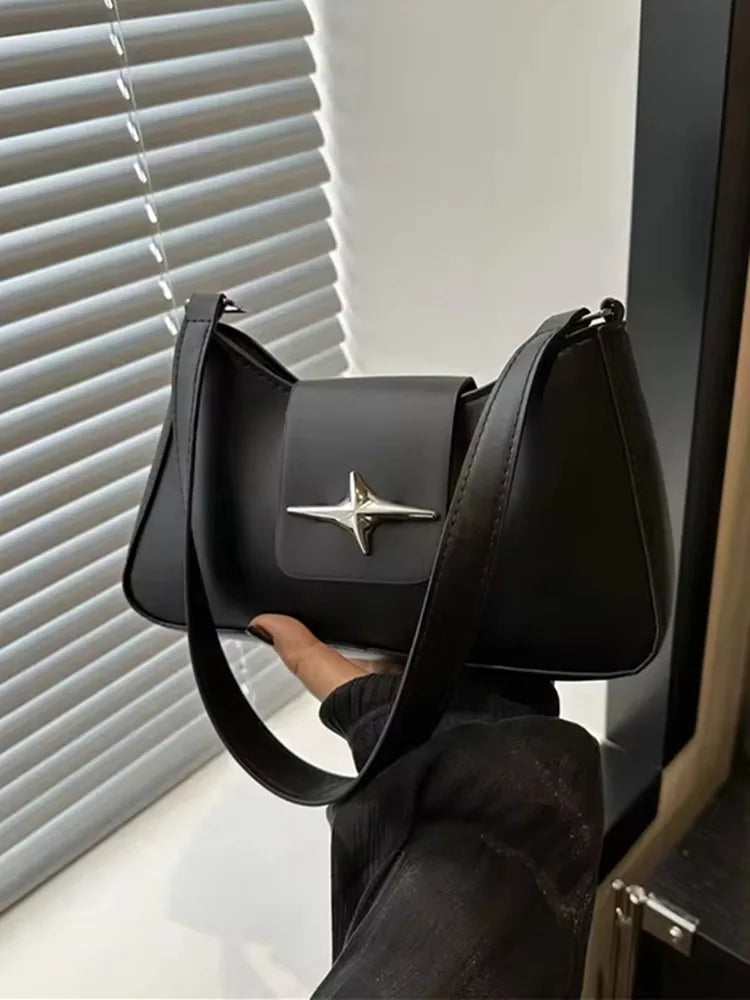 Faux leather bag with buckle design