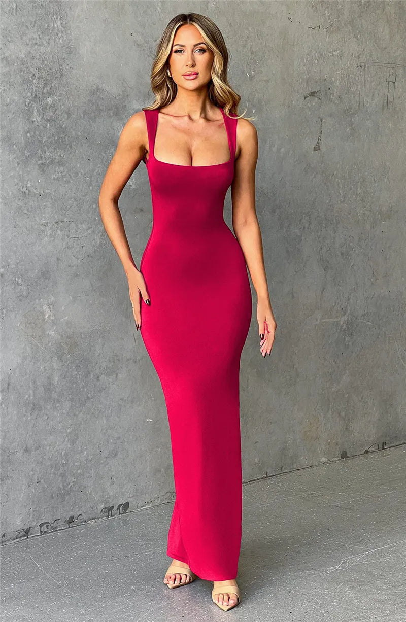 שמלת ערב מקסי אלגנטית בד מחטב ומחמיא - עונג