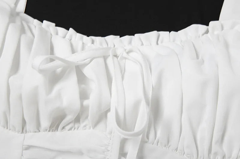 שמלת מיני לבנה בגזרת A בעיצוב כפרי - AYLIN