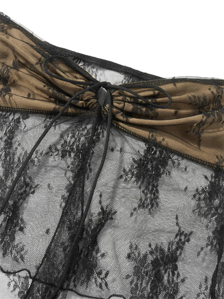 סט שני חלקים חצאית מקסי וטופ בעיטור איורים - ג'יזל