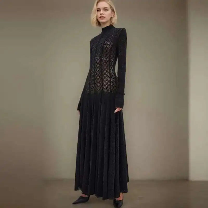 שמלת מקסי ערב יוקרתית בעיצוב ארוג בגזרת A - ליבי