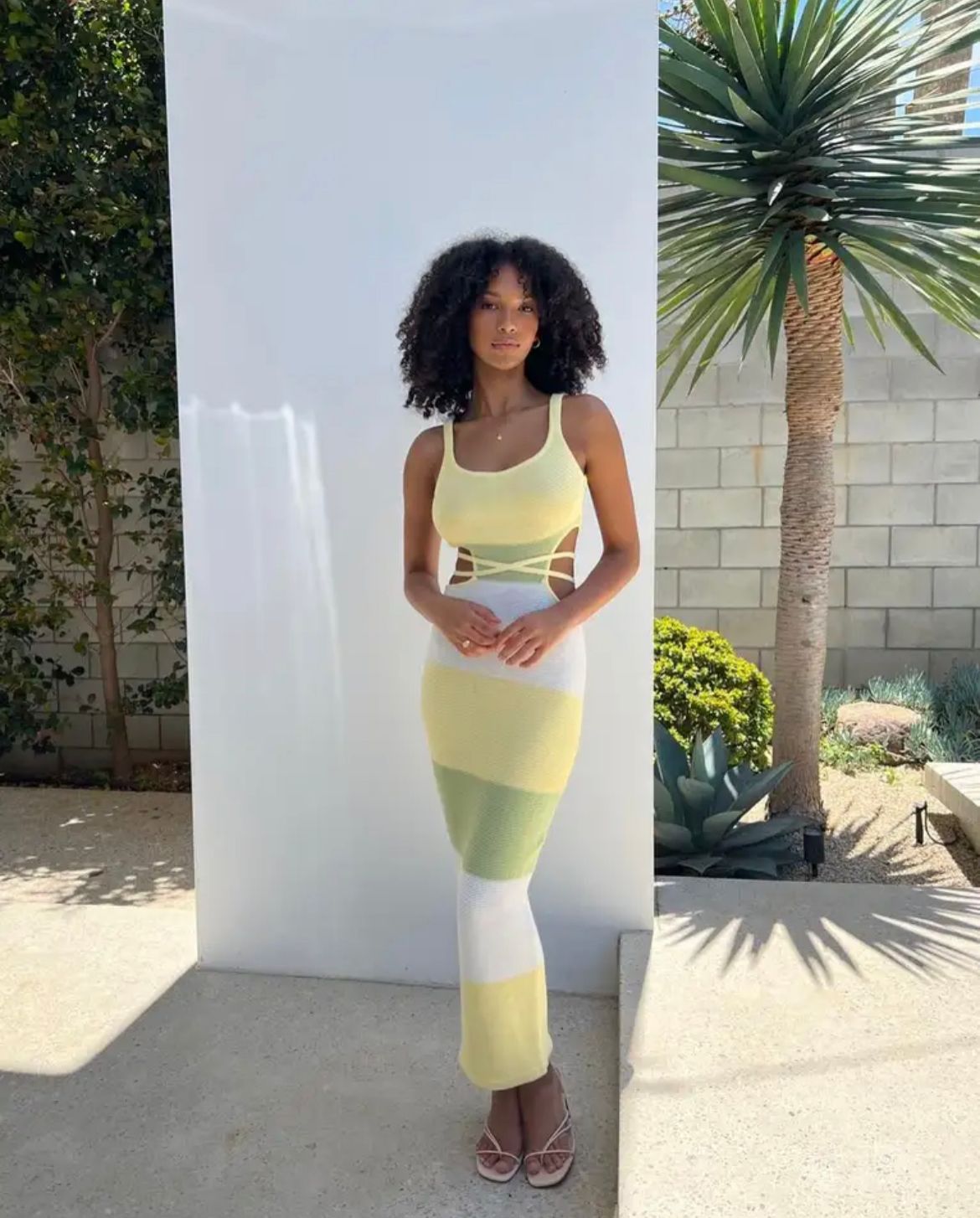 שמלת מקסי סרוגה פסים - טלי