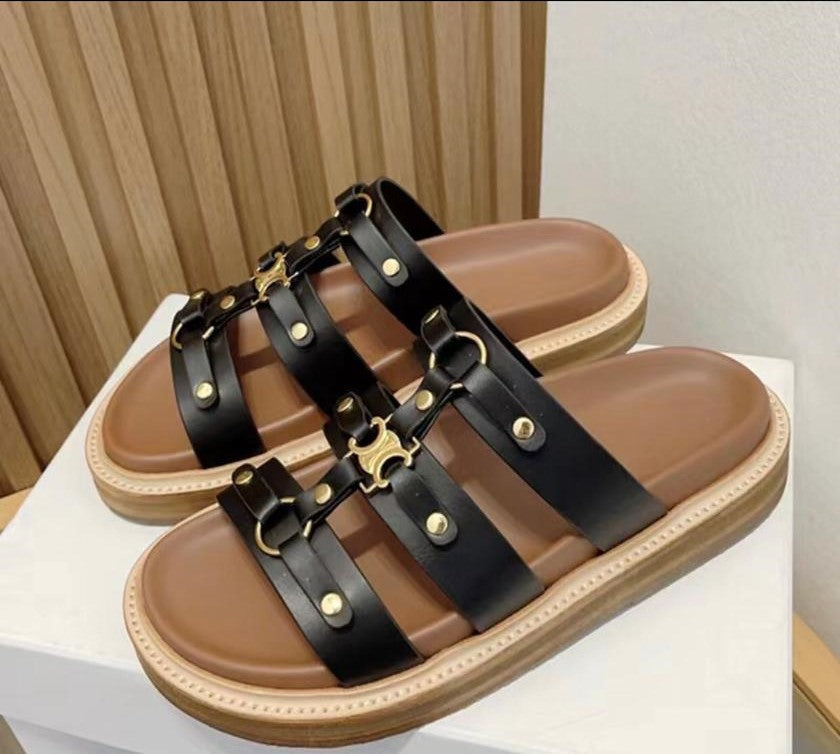 Celine flip-flops in a luxurious design, genuine leather - Celine