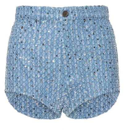 חליפת דנים 2 חלקים מנצנצת בעיטור פייטים טופ סטרפלס וחצאית מיני / מכנסיים גזרה נמוכה - ג'יי