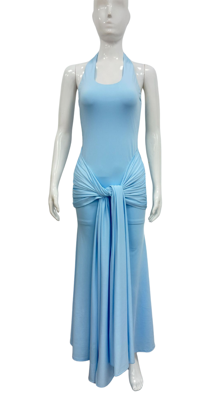 Open back lace maxi dress with a tie design - Lillian