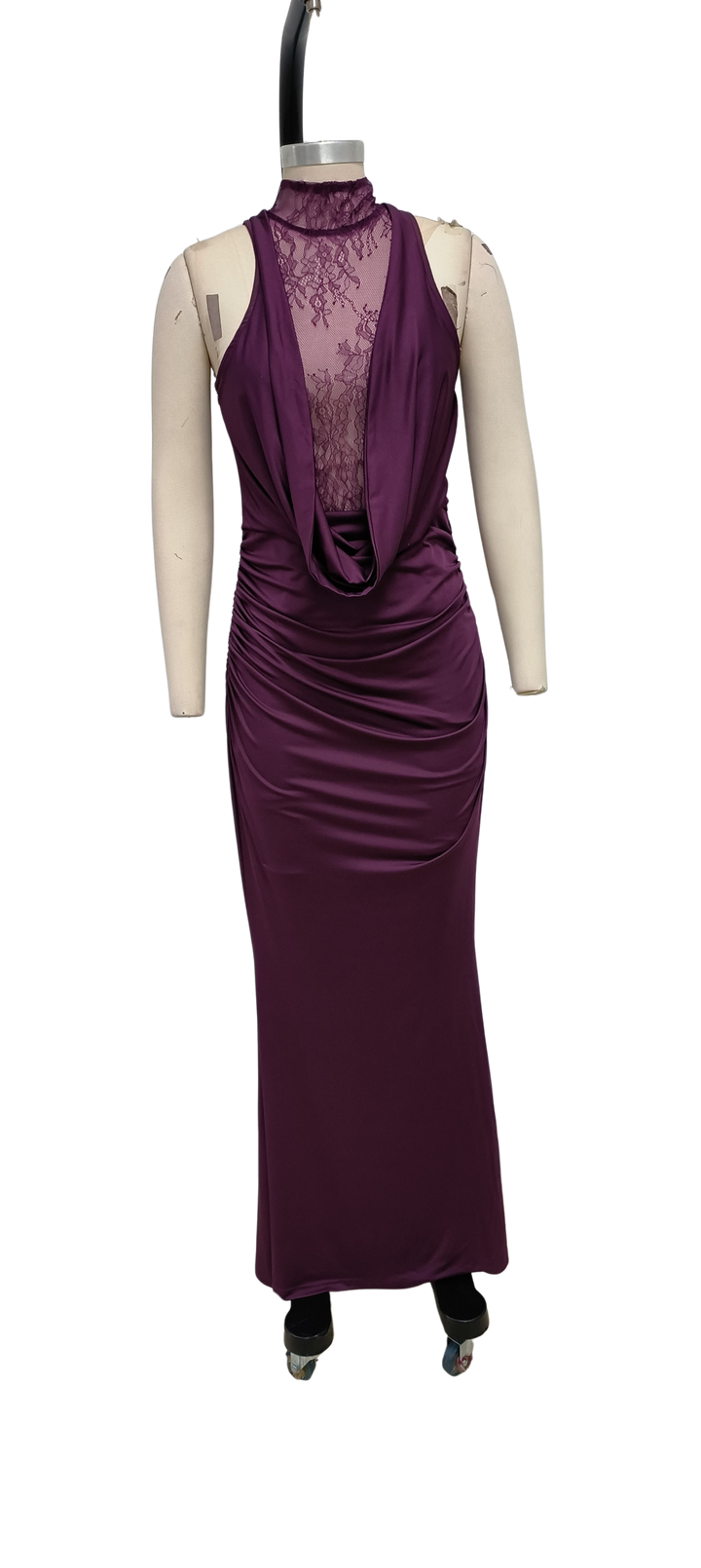 Maxi turtleneck dress with lace design and glove detail - Celandine